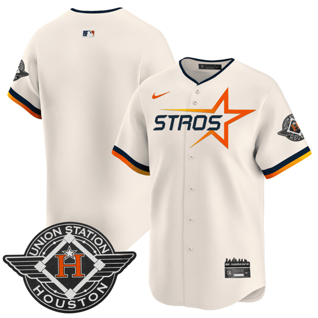 Men's Cream Houston Astros Blank 2025 City Connect Limited Stitched Baseball Jersey